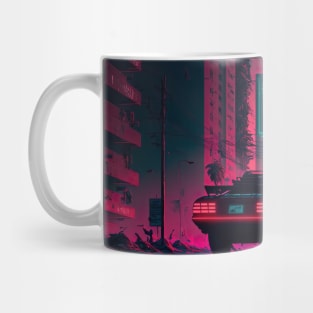 Retro Futuristic Car In Synthwave Aesthetic Mug